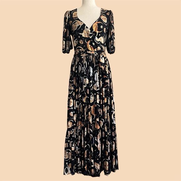 Black Milk Octobers Moon Maxi Dress Size L Whimsigoth Celestial Witchy Astrology - Picture 13 of 14